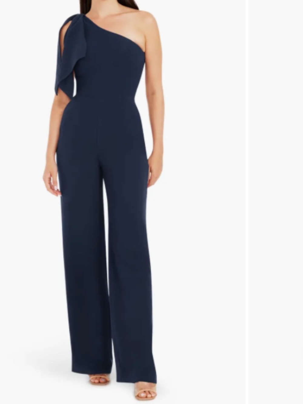 Dress the Population Tiffany Naby Blue One Shoulder Jumpsuit Size: S
